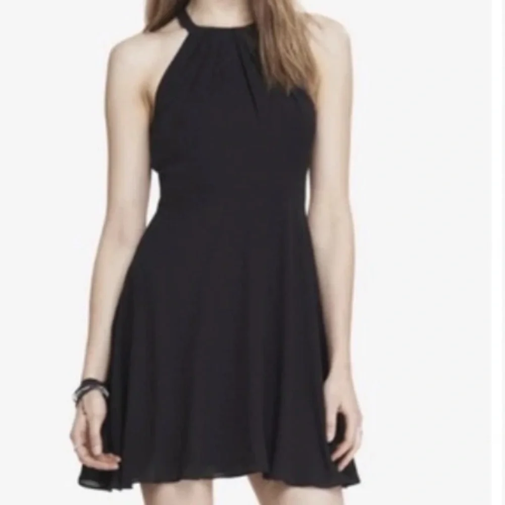 Express Halter Neck Keyhole Back Mini Dress Black Formal Homecoming 2 - Picture 13 of 14